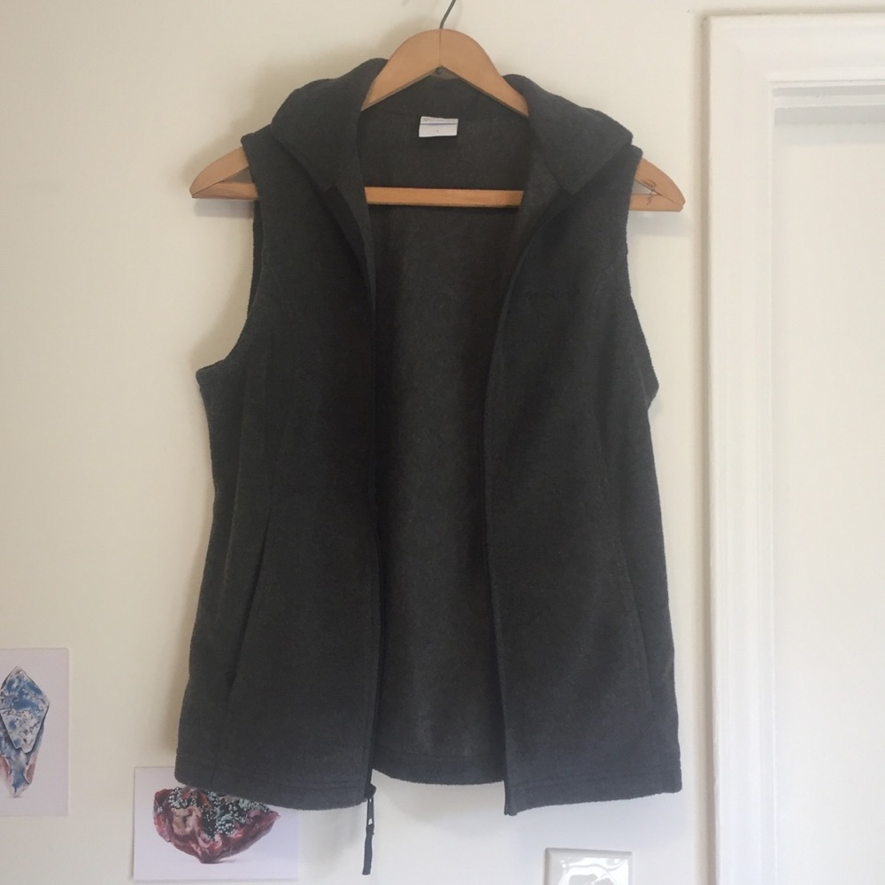 Columbia Brand Grey Fleece Vest Size Small Fall